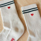 Embroidered Boyfriend socks - Parchment + Heart