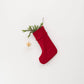 Linen Christmas Stocking - Red