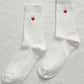 Embroidered Her Socks - Classic White + Heart