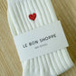 Embroidered Her Socks - Classic White + Heart