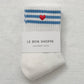 Embroidered Girlfriend socks - Ivory + Heart