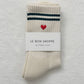 Embroidered Boyfriend socks - Parchment + Heart