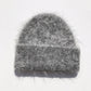 Alpaca Fluffy Beanie - Light gray