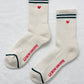 Embroidered Boyfriend socks - Parchment + Heart