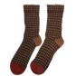 Gingham Waffle Socks - Brown