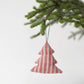 Linen Christmas Ornaments - Red Stripes